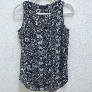 Sanctuary Sleeveless Blouse Black White Geometric